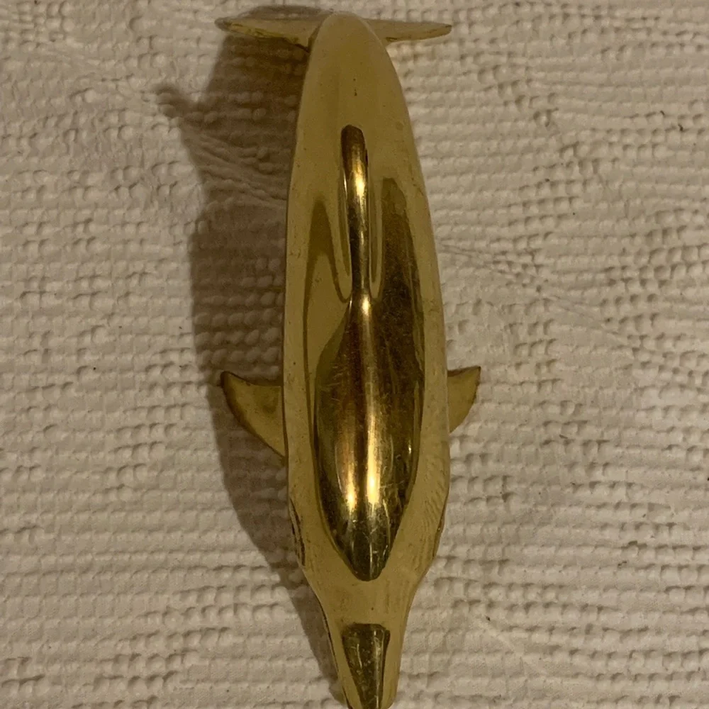 Mid-Century Modern Brass Dolphin Figurine - Picture 5 of 7